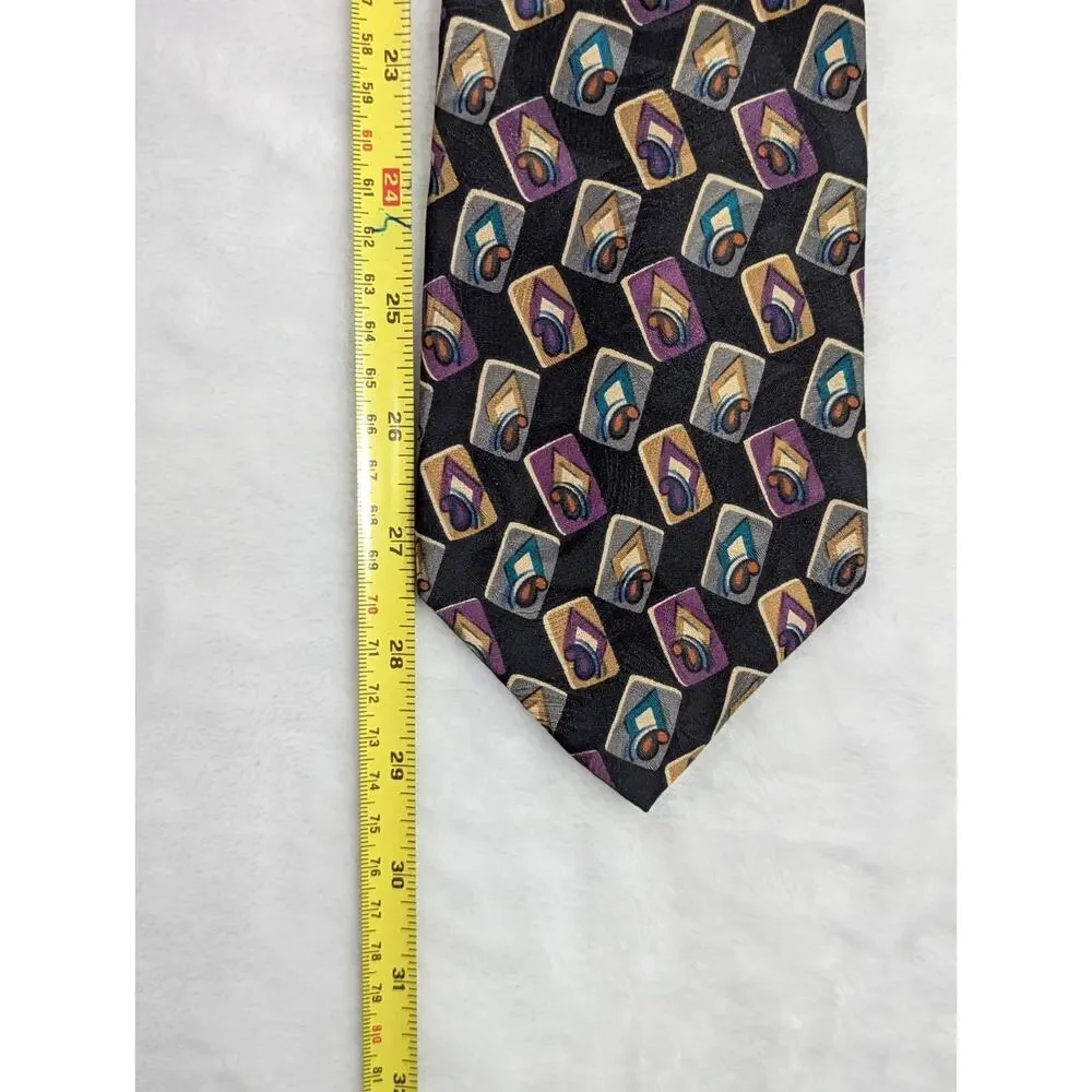 VTG 1980s Christian Dior Monsieur Silk Tie Abstract Geometric Playing Card 4